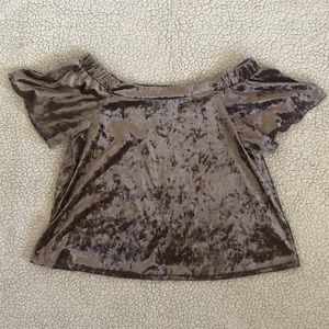 One Clothing Gold Velvet Off the Shoulder Top